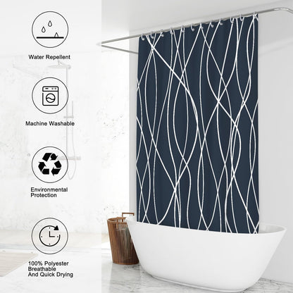 Striped Shower Curtain for Bathroom, Grey White, 72" W x 72" L