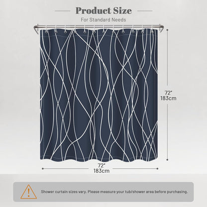 Striped Shower Curtain for Bathroom, Grey White, 72" W x 72" L