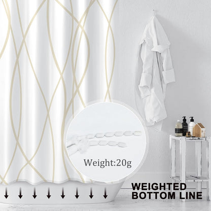 Striped Shower Curtain for Bathroom, Grey White, 72" W x 72" L