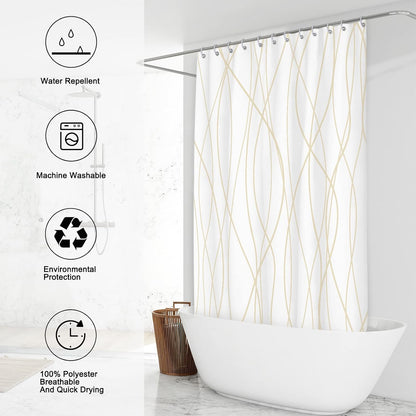 Striped Shower Curtain for Bathroom, Grey White, 72" W x 72" L