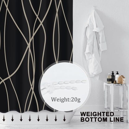 Striped Shower Curtain for Bathroom, Grey White, 72" W x 72" L