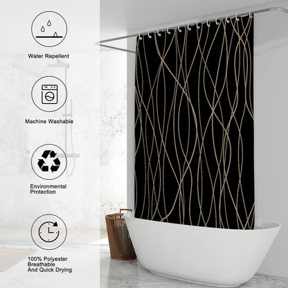 Striped Shower Curtain for Bathroom, Grey White, 72" W x 72" L