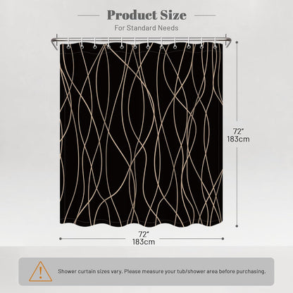 Striped Shower Curtain for Bathroom, Grey White, 72" W x 72" L