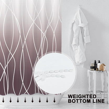 Striped Shower Curtain for Bathroom, Grey White, 72" W x 72" L