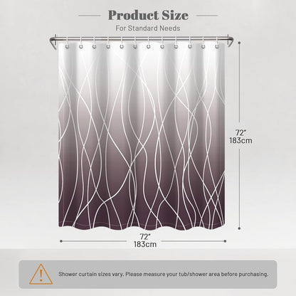 Striped Shower Curtain for Bathroom, Grey White, 72" W x 72" L