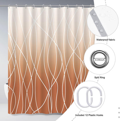 Striped Shower Curtain for Bathroom, Grey White, 72" W x 72" L