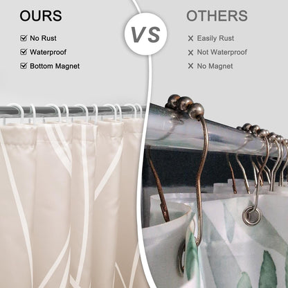 Striped Shower Curtain for Bathroom, Grey White, 72" W x 72" L