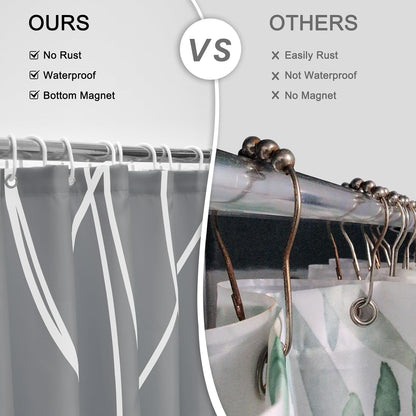 Striped Shower Curtain for Bathroom, Grey White, 72" W x 72" L