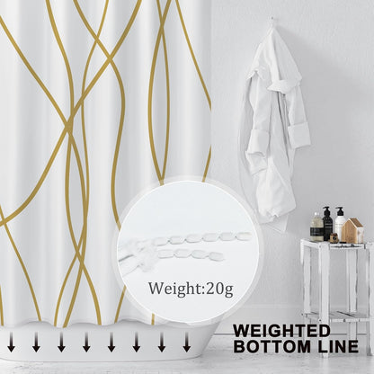 Striped Shower Curtain for Bathroom, Grey White, 72" W x 72" L