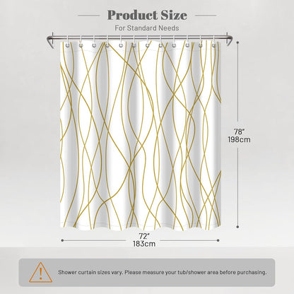 Striped Shower Curtain for Bathroom, Grey White, 72" W x 72" L