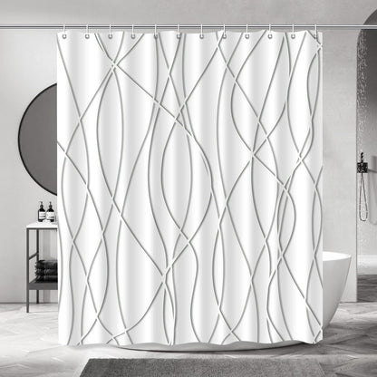 Striped Shower Curtain for Bathroom, Grey White, 72" W x 72" L