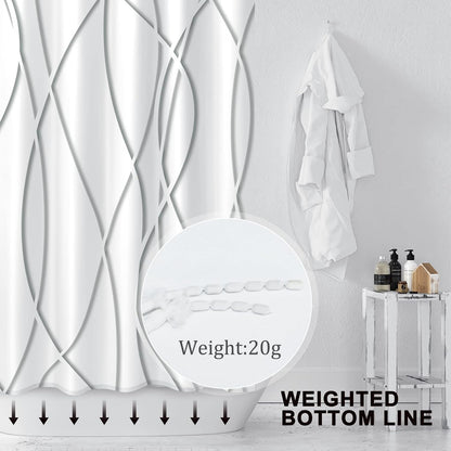 Striped Shower Curtain for Bathroom, Grey White, 72" W x 72" L