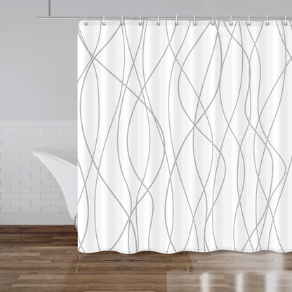 Striped Shower Curtain for Bathroom, Grey White, 72" W x 72" L