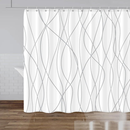 Striped Shower Curtain for Bathroom, Grey White, 72" W x 72" L