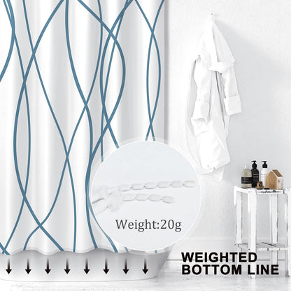 Striped Shower Curtain for Bathroom, Grey White, 72" W x 72" L