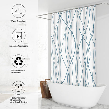 Striped Shower Curtain for Bathroom, Grey White, 72" W x 72" L