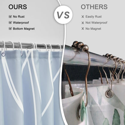 Striped Shower Curtain for Bathroom, Grey White, 72" W x 72" L