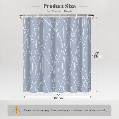 Striped Shower Curtain for Bathroom, Grey White, 72" W x 72" L
