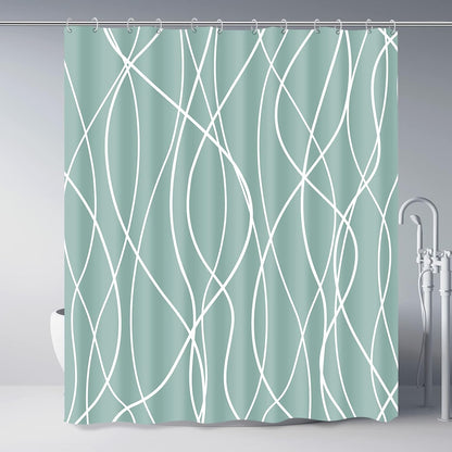 Striped Shower Curtain for Bathroom, Grey White, 72" W x 72" L