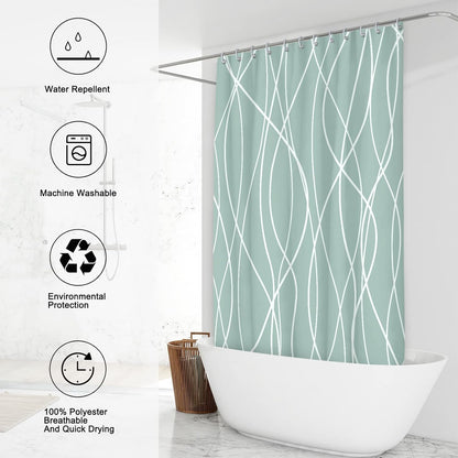 Striped Shower Curtain for Bathroom, Grey White, 72" W x 72" L