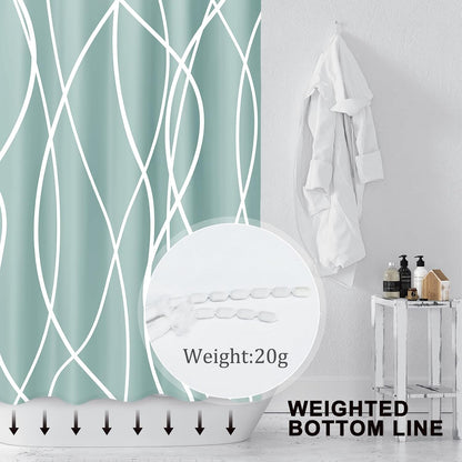 Striped Shower Curtain for Bathroom, Grey White, 72" W x 72" L