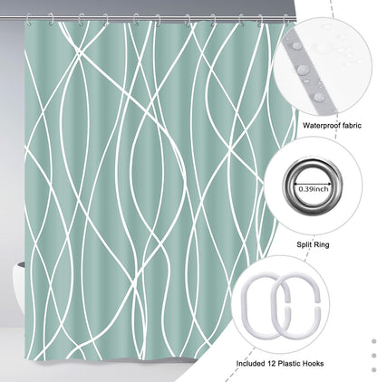 Striped Shower Curtain for Bathroom, Grey White, 72" W x 72" L
