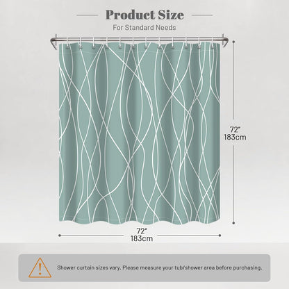 Striped Shower Curtain for Bathroom, Grey White, 72" W x 72" L