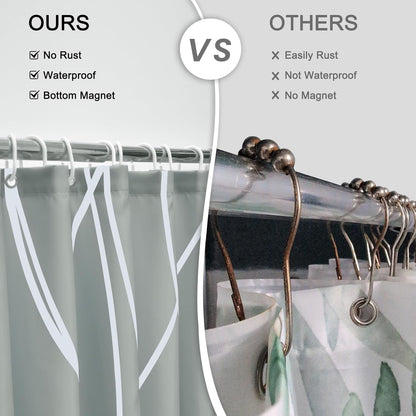 Striped Shower Curtain for Bathroom, Grey White, 72" W x 72" L