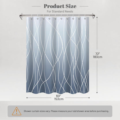 Striped Shower Curtain for Bathroom, Grey White, 72" W x 72" L