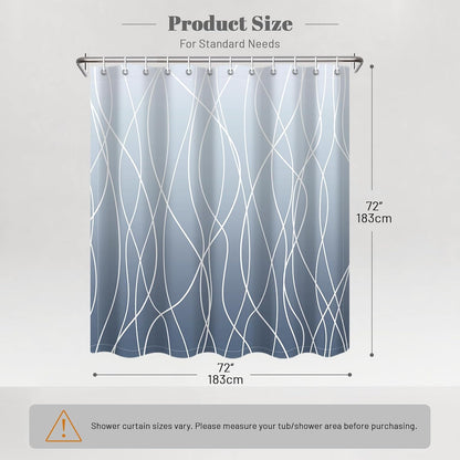 Striped Shower Curtain for Bathroom, Grey White, 72" W x 72" L
