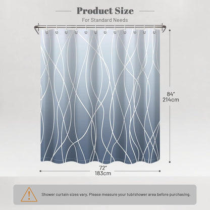 Striped Shower Curtain for Bathroom, Grey White, 72" W x 72" L