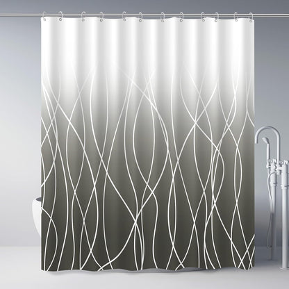 Striped Shower Curtain for Bathroom, Grey White, 72" W x 72" L