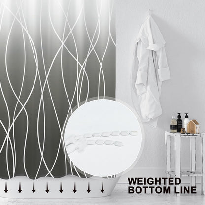 Striped Shower Curtain for Bathroom, Grey White, 72" W x 72" L