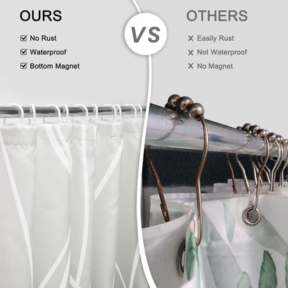 Striped Shower Curtain for Bathroom, Grey White, 72" W x 72" L