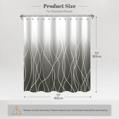 Striped Shower Curtain for Bathroom, Grey White, 72" W x 72" L