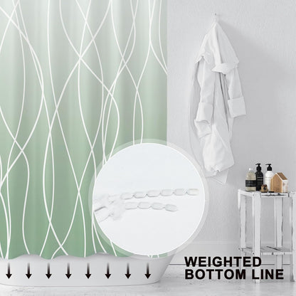 Striped Shower Curtain for Bathroom, Grey White, 72" W x 72" L