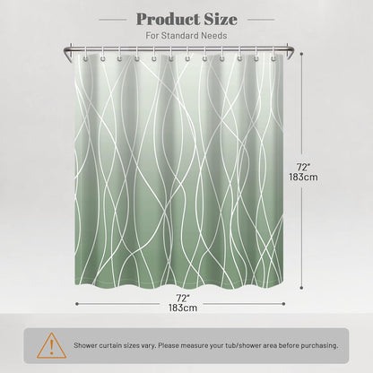 Striped Shower Curtain for Bathroom, Grey White, 72" W x 72" L