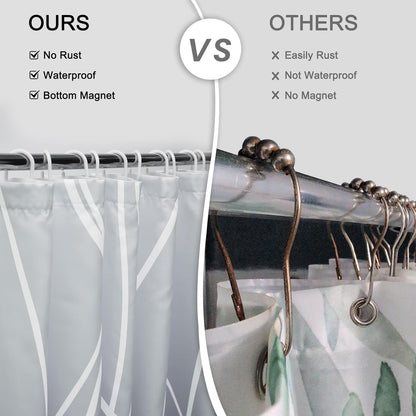 Striped Shower Curtain for Bathroom, Grey White, 72" W x 72" L