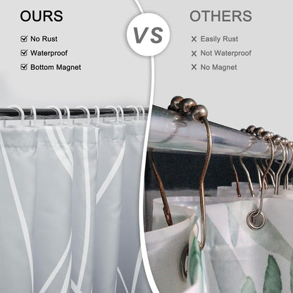 Striped Shower Curtain for Bathroom, Grey White, 72" W x 72" L