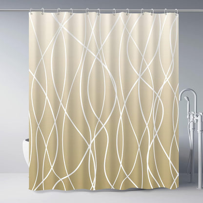 Striped Shower Curtain for Bathroom, Grey White, 72" W x 72" L