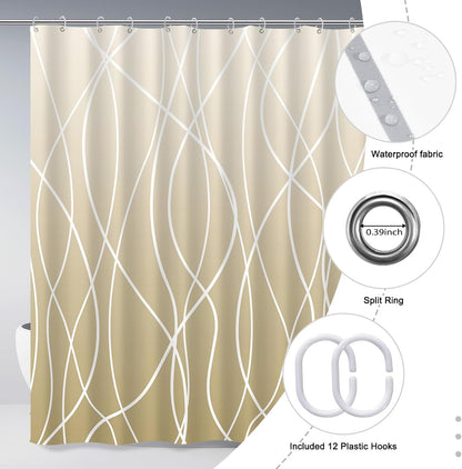 Striped Shower Curtain for Bathroom, Grey White, 72" W x 72" L
