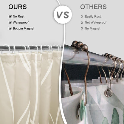 Striped Shower Curtain for Bathroom, Grey White, 72" W x 72" L