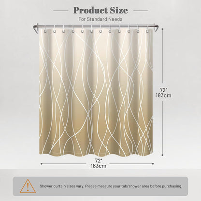 Striped Shower Curtain for Bathroom, Grey White, 72" W x 72" L