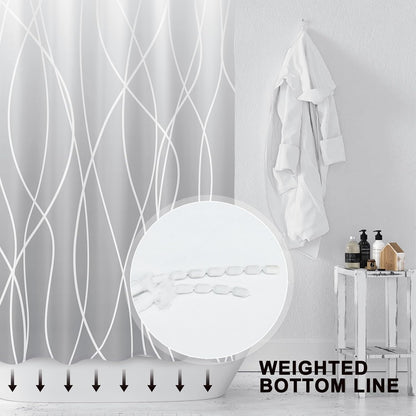 Striped Shower Curtain for Bathroom, Grey White, 72" W x 72" L