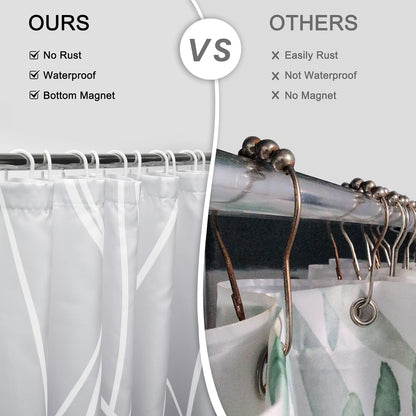 Striped Shower Curtain for Bathroom, Grey White, 72" W x 72" L