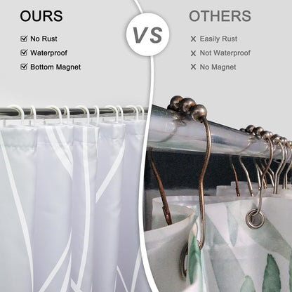 Striped Shower Curtain for Bathroom, Grey White, 72" W x 72" L