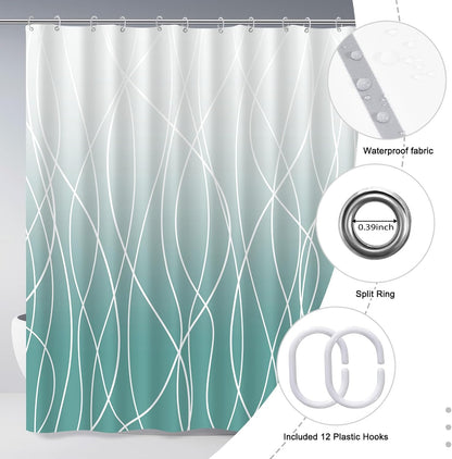 Striped Shower Curtain for Bathroom, Grey White, 72" W x 72" L
