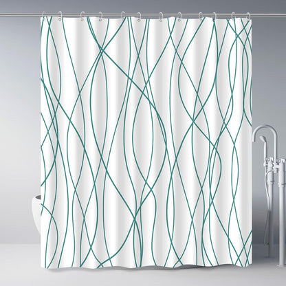 Striped Shower Curtain for Bathroom, Grey White, 72" W x 72" L