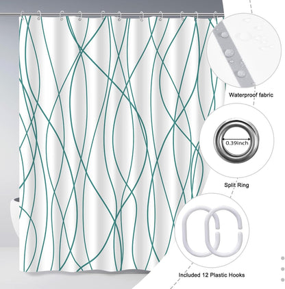 Striped Shower Curtain for Bathroom, Grey White, 72" W x 72" L