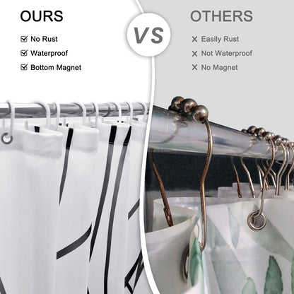 Striped Shower Curtain for Bathroom, Grey White, 72" W x 72" L